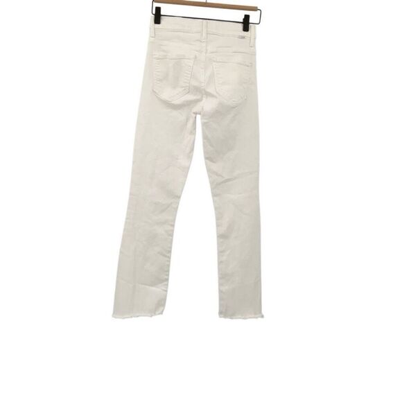 Mother White The Insider Stretch Bootcut Raw Hem Crop Step Fray Jeans Size 24 - Picture 3 of 10